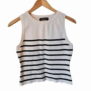 Merokeety Cropped Ribbed Sleeveless Sweater Tank Top Size M Nautical Preppy